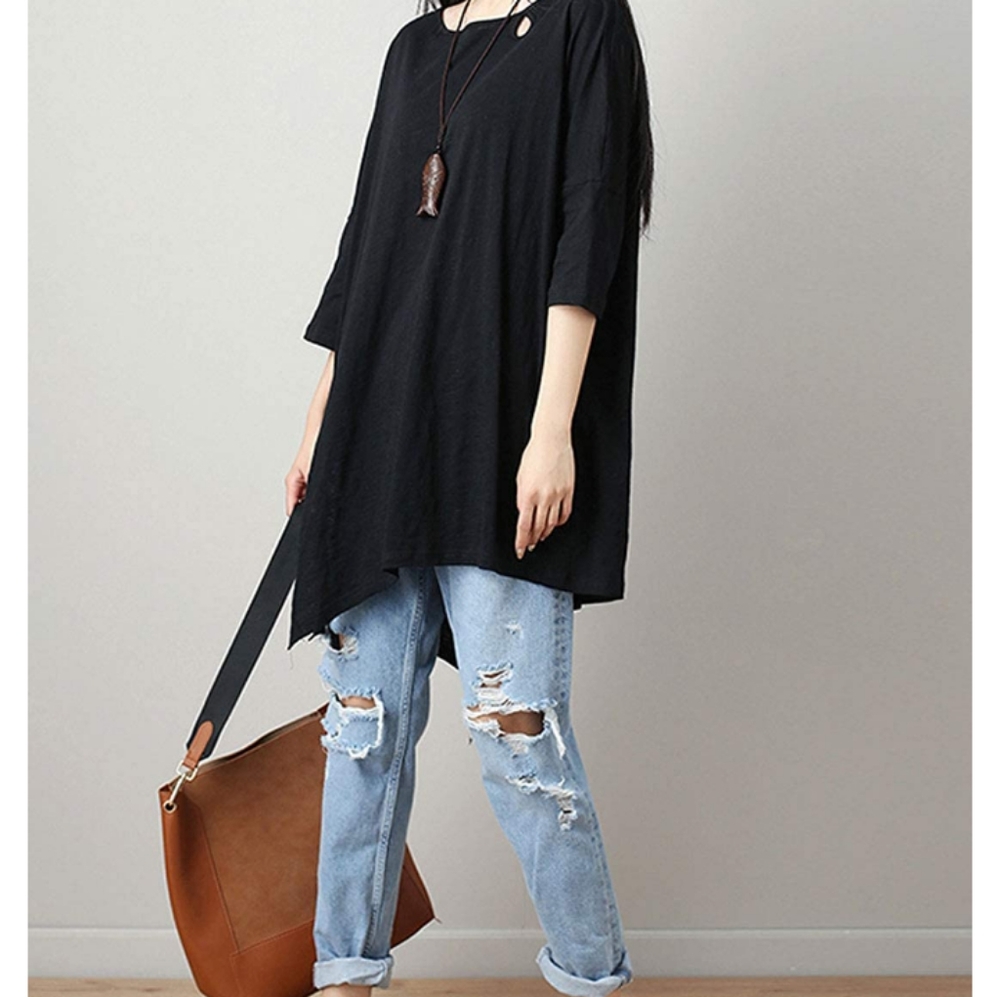 🆕⭐ Black oversized bamboo cotton top